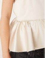 cami with peplum in bonded satin in cream