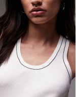 tipped racer vest in white
