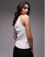 tipped racer vest in white