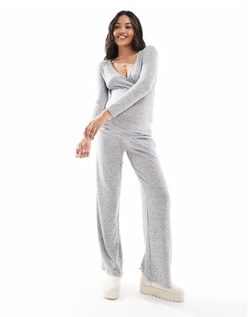 Mamalicious maternity supersoft top and jogger lounge co-ord in grey melange