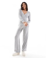 Mamalicious maternity supersoft top and jogger lounge co-ord in grey melange