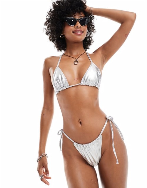 bikini bottom co-ord in silver