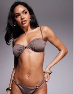 Tayla bikini with gold bead trim in brown