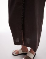 linen wrap skirt to dark brown