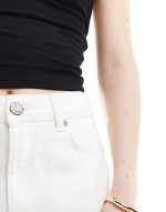 a-line denim maxi skirt with front split in white