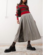 pleated midaxi skirt lace insert skirt