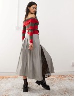 pleated midaxi skirt lace insert skirt