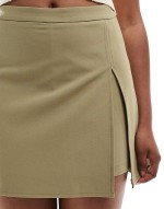 side split skort in khaki