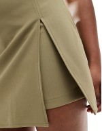 side split skort in khaki