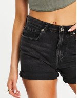 Phine denim mom shorts in black