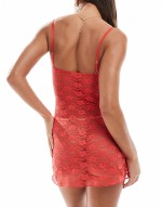 Exclusive lace mini dress in strawberry red