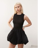Eleanor sveless puffball mini dress in black