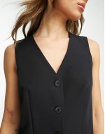 sveless button through waistcoat dress in black