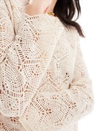 long sve maxi crochet beach dress in cream