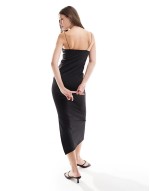 scoop neck jersey cami maxi dress in black