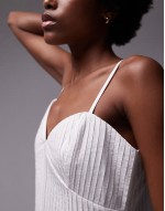 strappy pleated midi sundress in ivory