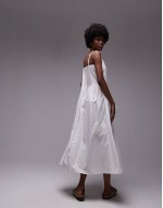 strappy pleated midi sundress in ivory