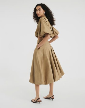puffball midi skirt co-ord in stone - STONE