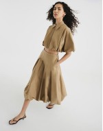 puffball midi skirt co-ord in stone - STONE