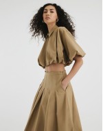 puffball midi skirt co-ord in stone - STONE