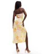 bow front bandeau midi dress in floral print