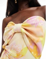 bow front bandeau midi dress in floral print