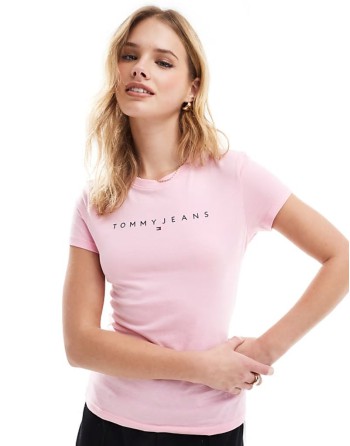 slim linear logo t-shirt in pink