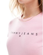 slim linear logo t-shirt in pink