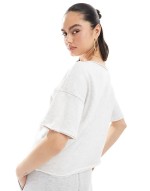 raw edge loop back boxy t-shirt in ice marl