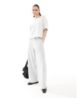 raw edge loop back boxy t-shirt in ice marl